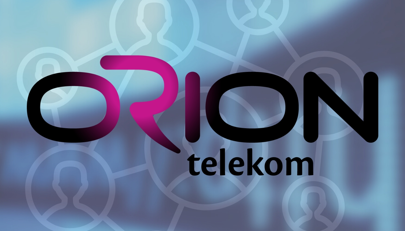 Logo Orion Telekoma sa pozadinom koja prikazuje mrežne konekcije