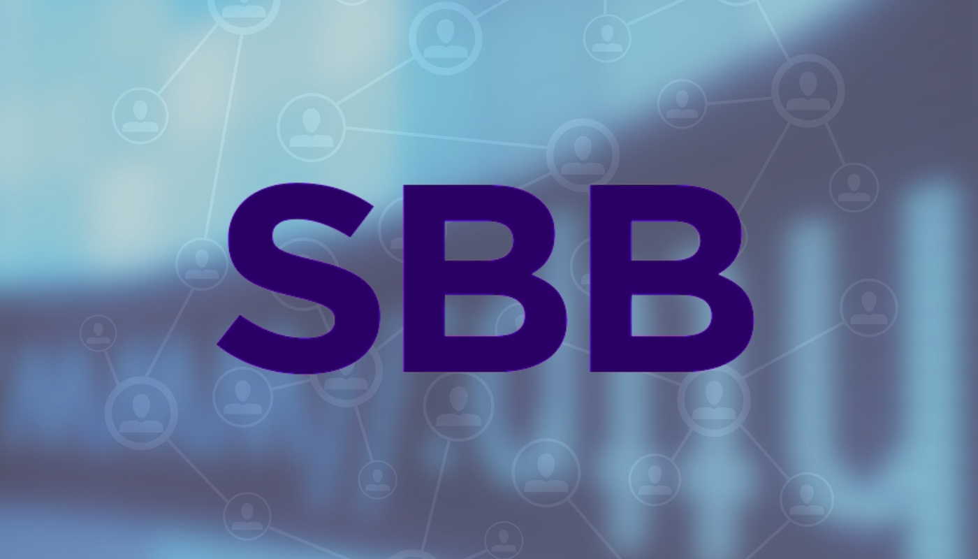 Logo SBB-a sa pozadinom koja prikazuje mrežne konekcije